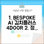 삼성 BESPOKE AI 김치플러스 4도어, 정온 모드 완벽 가이드!